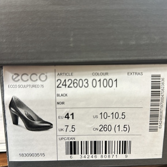Ecco Sculptured 75 Sexy Black Leather Closed Toe Embossed Heel EU 41 US1… - Picture 6 of 12